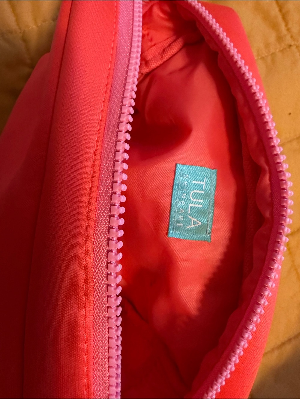 Tula Coral Pink Zip Cosmetic Pouch